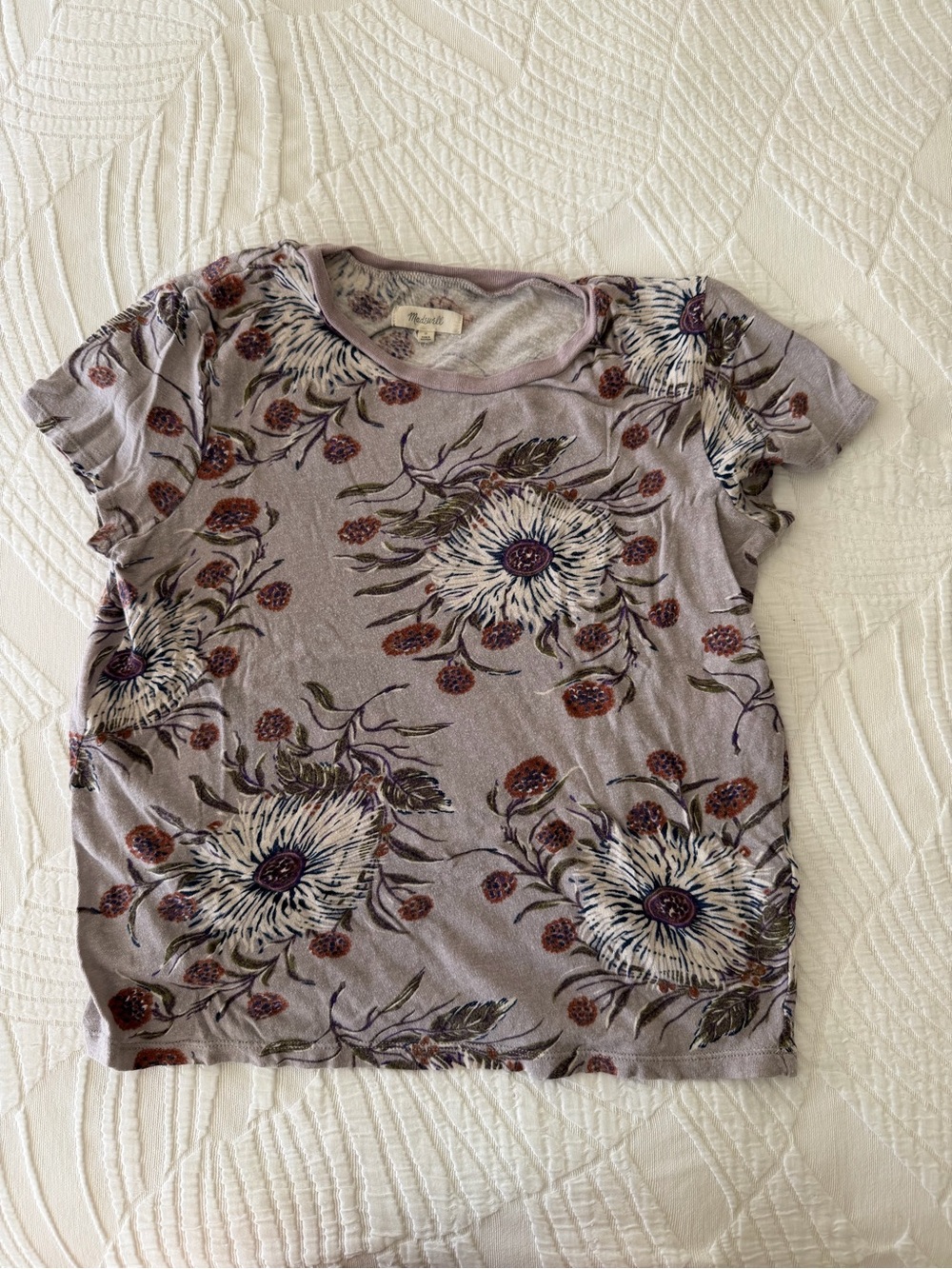 Madewell Lavender Floral Short Sleeve Crew Tee